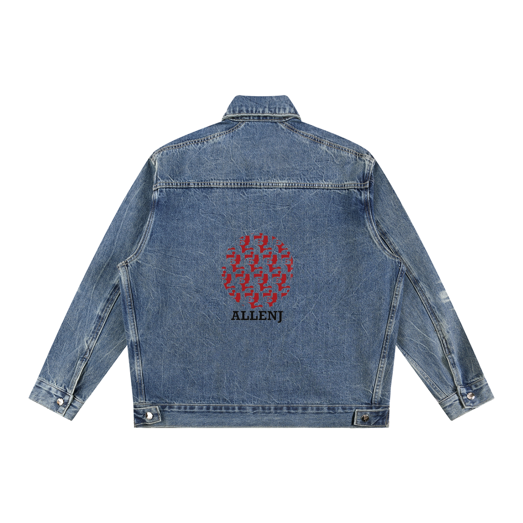 Vintage Wash Zip Up Denim Jacket