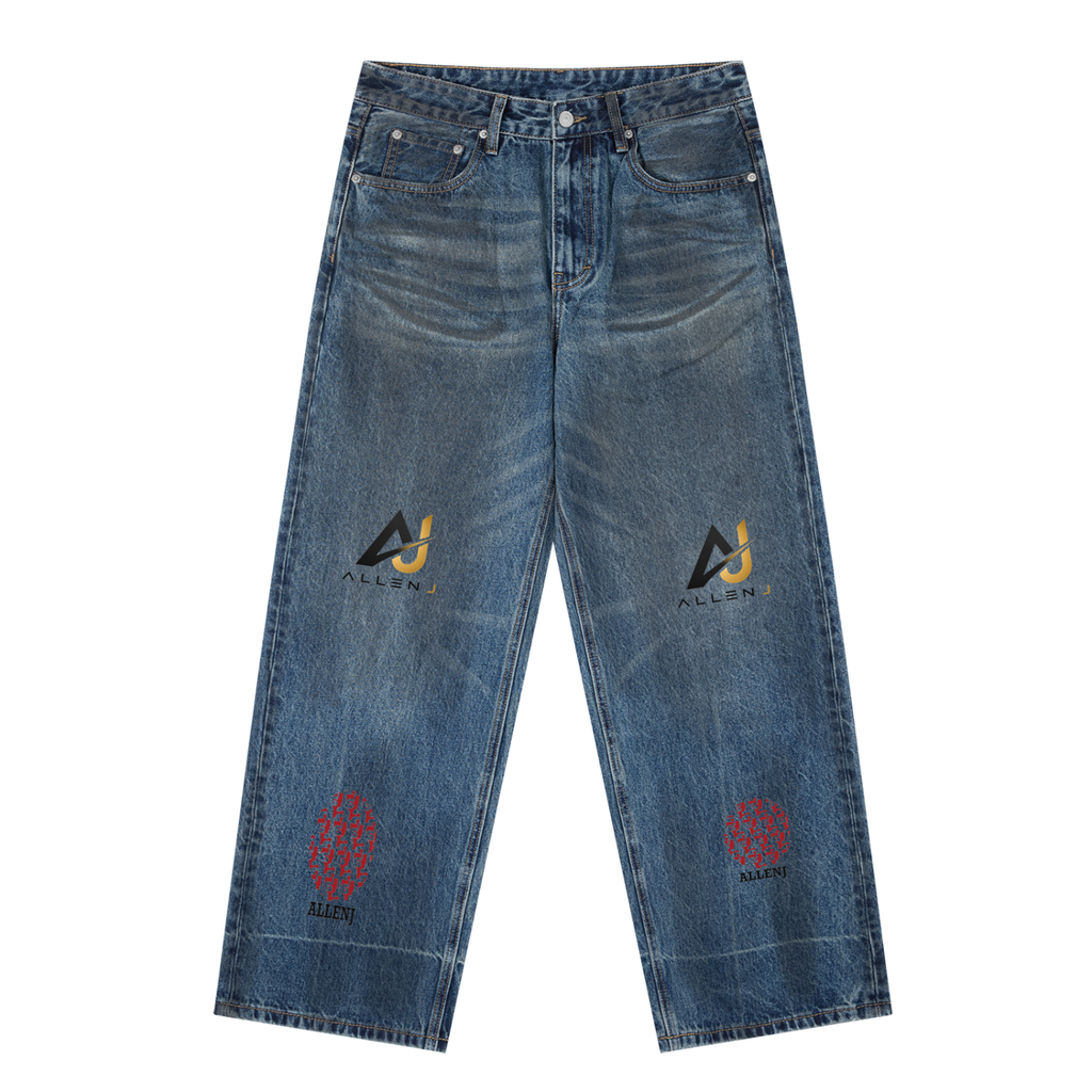 Vintage Wash Baggy Denim Jeans