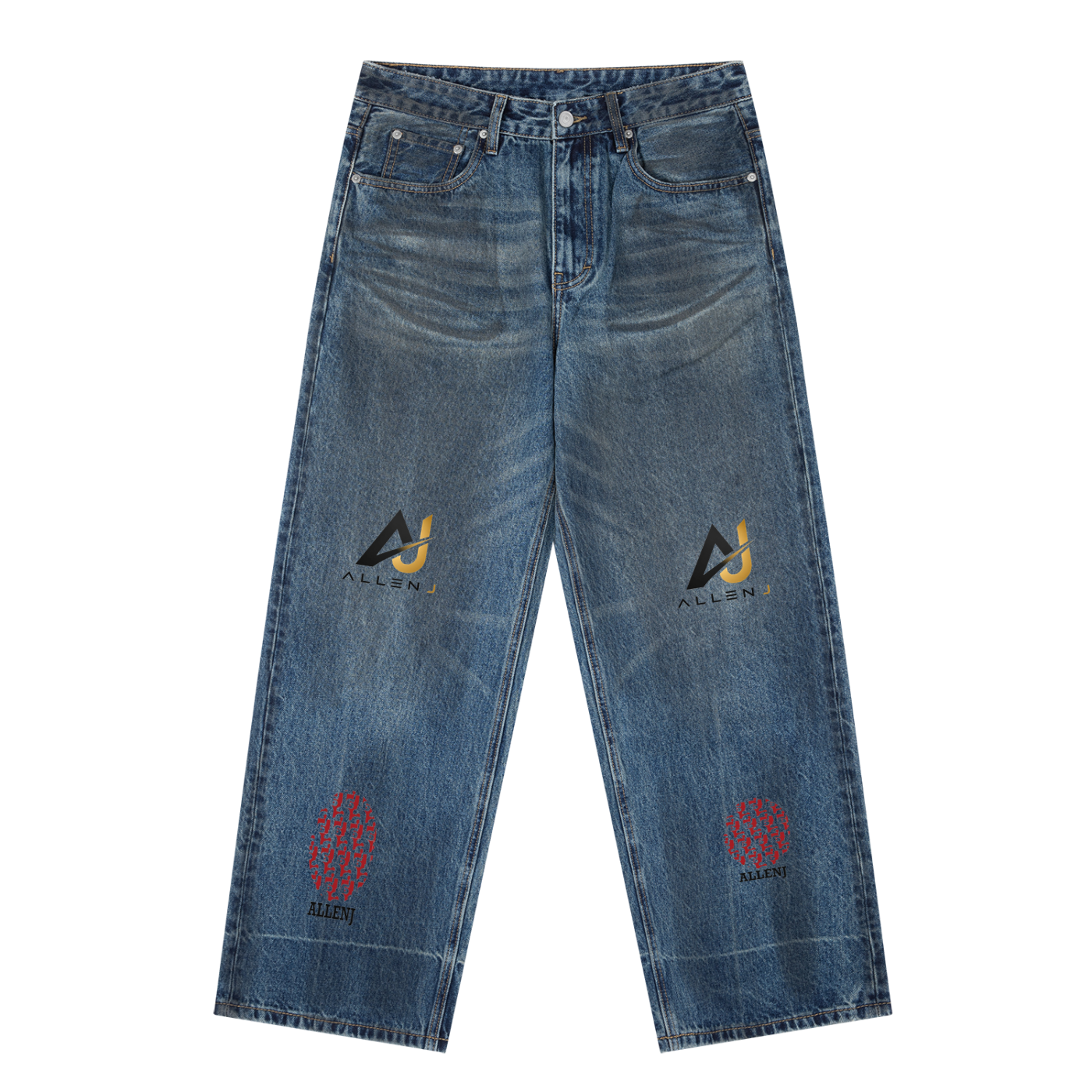 Vintage Wash Baggy Denim Jeans